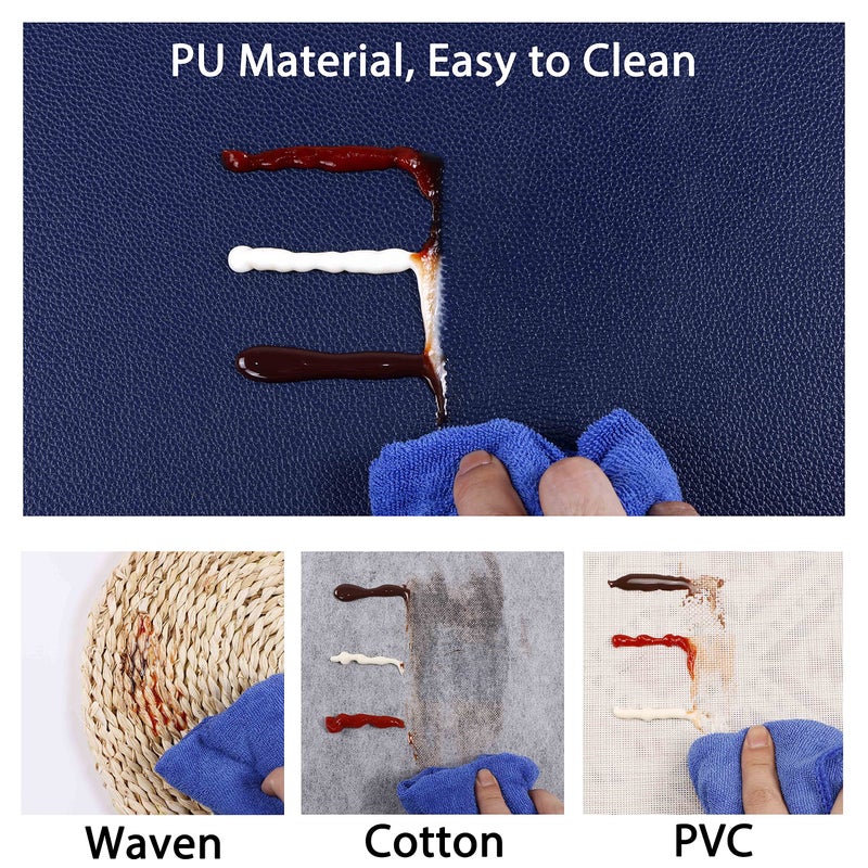 Jovono Faux Leather Placemats, PU Table Mats, Set of 4, Waterproof, Stain Resistant, Heat Resistant, Non-Slip Easy to Clean for Kitchen Dining Table,Conference Table C Blue Rectangle - Image 2